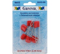 Английские булавки Gamma BUKS-006 с безопасным замком, в блистере, 6 шт, 40 мм, 05 красный 185892