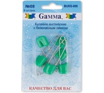 Английские булавки Gamma BUKS-006 с безопасным замком, в блистере, 6 шт, 40 мм, 08 зеленый 185894