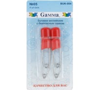 Английские булавки Gamma BUK-004 с безопасным замком, в блистере, 4 шт, 53 мм, 05 красный 185910