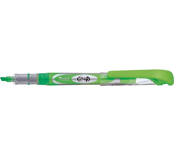 Маркер-выделитель текста Pentel с жидкими чернилами 24/7 Highlighter 1 - 3.5 мм скошенное 12 шт SL12-KX салатовый 610064