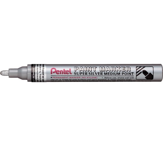 Перманентный маркер Pentel Paint 4.5 мм пулевидный 12 шт MMP10-Z серебро лаковый 610033 1
