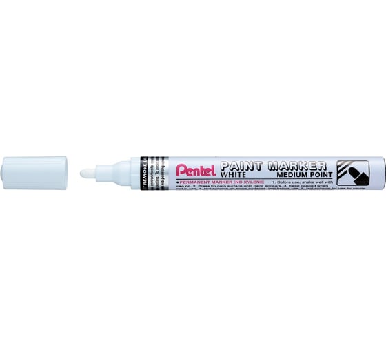 Перманентный маркер Pentel Paint 4.5 мм пулевидный 12 шт MMP10-W белый лаковый 610035