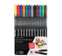 Капиллярные ручки-линеры Аква-колор набор 12 цветов Изостудия SFWN-12 0.4 мм 472867