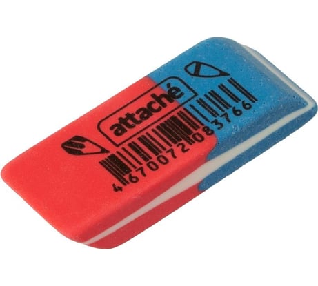 Ластик Attache 42x14x8 мм, комбинированный, для карандашей и ручек 1338012
