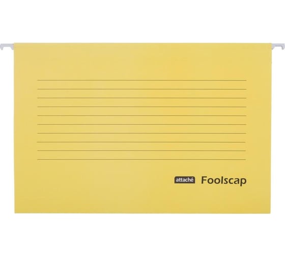 Подвесная папка Attache foolscap, картон, желтый, до 200 листов, 5 шт. 1554459