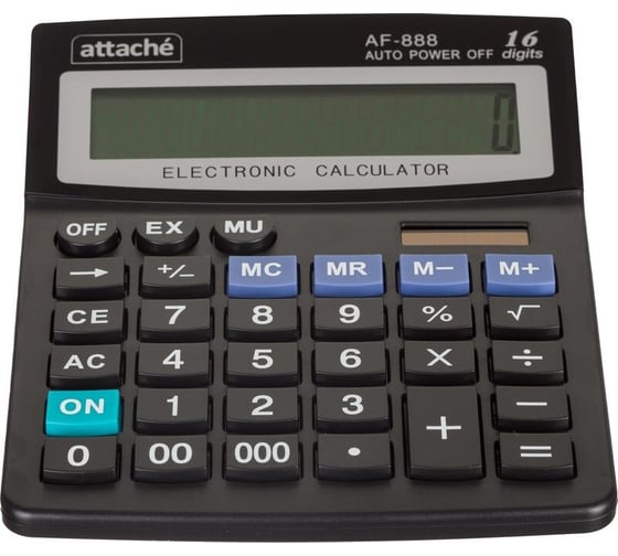 Настольный калькулятор Attache af-888, 16-разрядный, 210x165x48 мм, черный 1559247