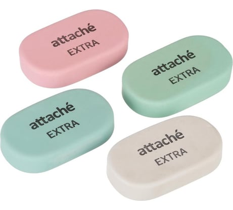 Ластик Attache овальный, extra, натуральный каучук, 45x28x10 мм, пастельный, ассорти 1578481
