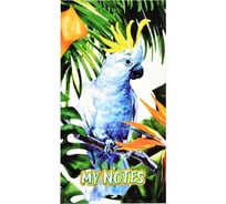 Блокнот для заметок, списка дел и покупок Феникс + Мои записи Райский уголок 64 л, 190х100 мм, клеевое швейное скрепление, перфорация,  матовая пленка, блок 90г/кв.м. 48979