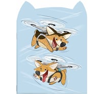 Блокнот Феникс + Летающие корги 120х170 мм, 32 л, фигурный, мягкий переплет 2 скобы, белый офсет, точка, матовая ламинация 63031