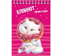Блокнот Феникс + Кот А6, 80 л, блок - белый офсет 65 г/кв.м., клетка, гребень по короткой стороне, УФ-лак сплошной 64305