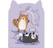 Блокнот Феникс + Дружелюбные коты 120х170 мм, 32 л, фигурный, мягкий переплет 2 скобы, белый офсет, точка, матовая ламинация 63030