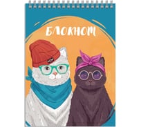 Блокнот Феникс + Сладкая парочка А6, 120 л, блок - белый офсет 65 г/кв.м., клетка, гребень по короткой стороне, сплошной УФ-лак 63048