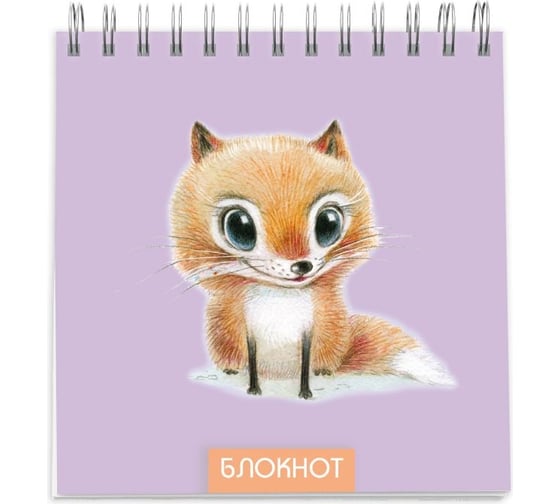 Блокнот Феникс + Лисенок 140х140 мм, 60 л, клетка, гребень сверху, конгрев, блок - офсет 65г/кв.м. 48074 1