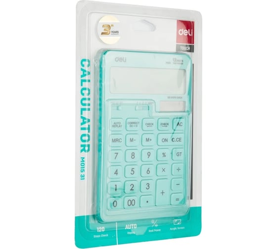 Настольный калькулятор DELI Touch EM01531 голубой, 12-разрядный 13623 1176693 1