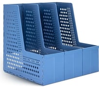 Вертикальный лоток DELI 79005Blue 3 отделения, складной, A4, 250x255x260 мм, 2 разделителя, синий пластик 13623 1549521