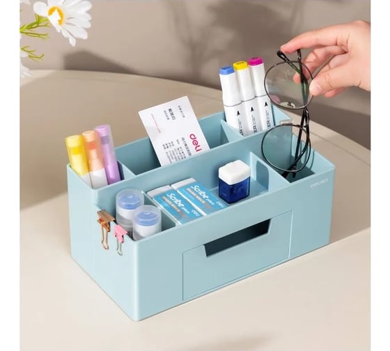 Настольный органайзер DELI 8913BLUE 224x121x104 мм, синий, пластик 13623 1801508