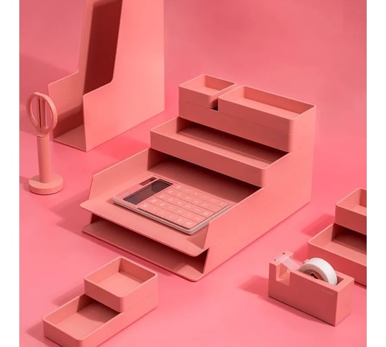 Настольный органайзер DELI ENS001pink Nusign розовый, пластик 13623 1584265