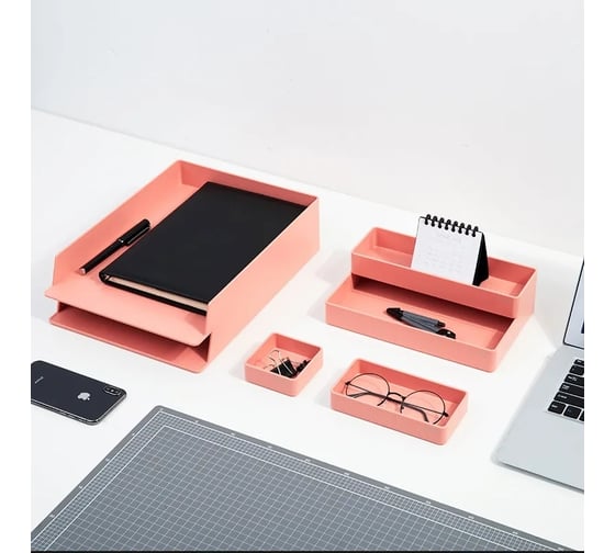 Настольный органайзер DELI ENS001pink Nusign розовый, пластик 13623 1584265