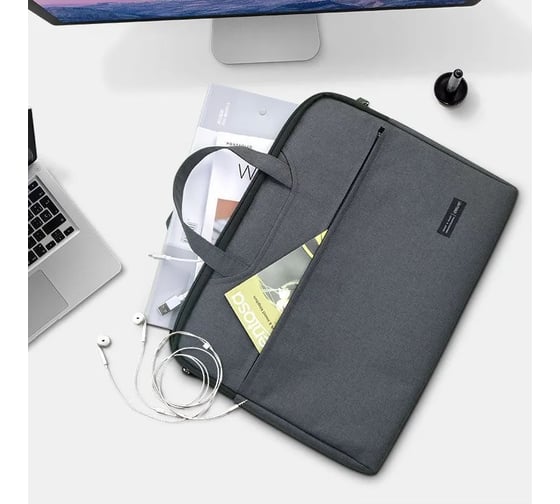 Папка-портфель DELI 5590GREY 1 отделение, A4, текстиль, темно-серый 13623 1205150