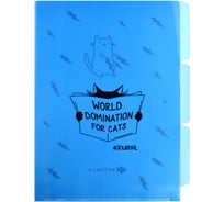 Папка-уголок для документов Феникс + КОТ С ГАЗЕТОЙ полипропилен, А4, 22x31 см, 3 отделения, УФ-печать 61998