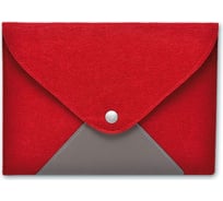 Папка для документов Феникс + КОНВЕРТ КРАСНЫЙ 18.5x25.5 см, 1 отделение, фетр синтетический, на кнопке, элементы кожзама 46118
