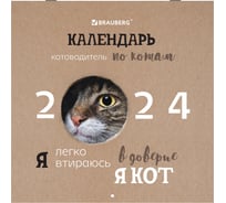 Настенный перекидной календарь Staff на 2024 г., 12 листов, 29x29 см, Brauberg,  Кошечки 115315