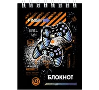 Блокнот Феникс + Джойстик А7, 40 л, блок - белый офсет 65 г/кв.м., клетка, гребень, УФ-лак сплошной 62424