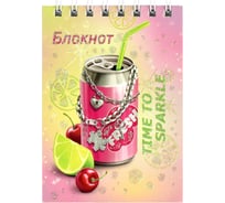 Блокнот Феникс + Вечеринка А7, 40 л, блок - белый офсет 60 г/кв.м., клетка, гребень, УФ-лак выборочный с глиттером 62960