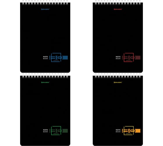 Блокнот BRAUBERG А5, 146x206 мм, 80 л., гребень, картон, жесткая подложка, клетка, Dark 114387