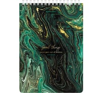 Блокнот BRAUBERG А5, 146x206 мм, 80 л., гребень, картон, жесткая подложка, клетка, Marble 114386