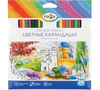 Цветные карандаши Гамма классические, 24 цвета, заточные, картонная упаковка, европодвес 050918_04_04