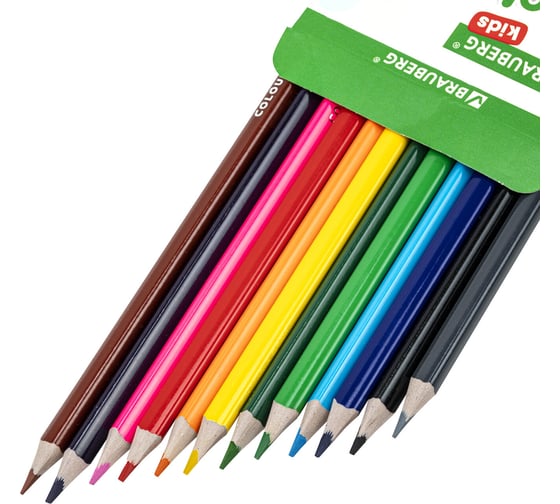 Цветные карандаши BRAUBERG Kids, 12 цветов, трехгранный корпус, грифель мягкий 3 мм 181943
