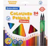 Цветные карандаши BRAUBERG Premium пластиковые, 24 цвета, 2 чернографитных карандаша 181937