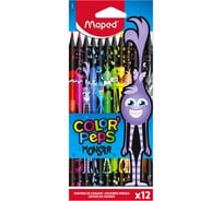 Цветные карандаши Maped Color Pep's Black Monster, набор 12 цветов, пластиковый корпус 862612 181986