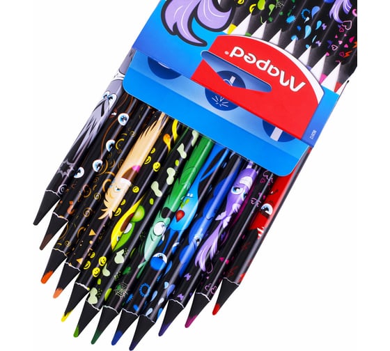 Цветные карандаши Maped Color Pep's Black Monster, набор 12 цветов, пластиковый корпус 862612 181986