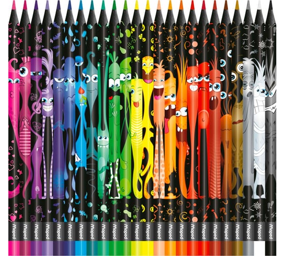 Цветные карандаши Maped Color Pep's Black Monster, набор 24 цвета, пластиковый корпус 862624 181987