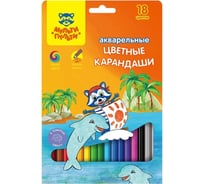Акварельные карандаши Мульти-Пульти Енот в Карибском море 18 цветов, заточенные, картонная коробка CP_10764