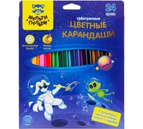 Цветные карандаши Мульти-Пульти Енот в космосе 24 цвета, трехгранный, заточенный CP_29300
