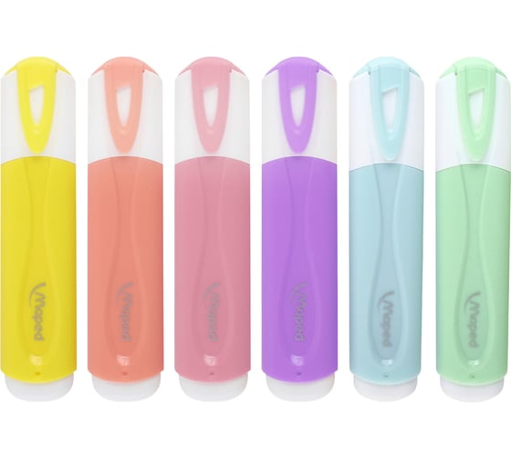 Набор текстовыделителей Maped 6 шт., Ассорти, Fluo Pep's Pastel, линия 1-5 мм, 742558 152501