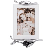 Рамка для фото на стену BOGACHO 10x15 см, Ин Блум белого цвета с серебром 79887/белый