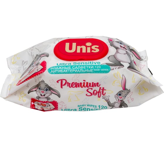 Салфетки для детей Unis 120 шт., с клапаном, без запаха 4657778190240