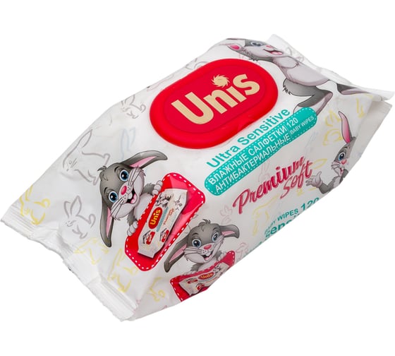 Салфетки для детей Unis 120 шт., с клапаном, без запаха 4657778190240