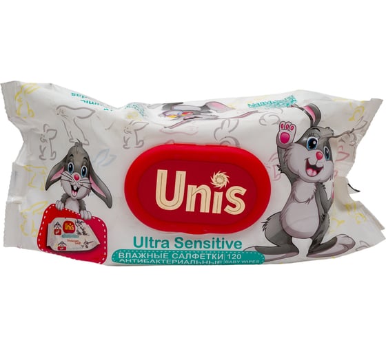 Салфетки для детей Unis 120 шт., с клапаном, без запаха 4657778190240