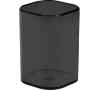 Подставка-стакан Стамм фаворит, пластиковая, квадратная, тонированная черная ПС-30579