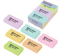 Ластики BRAUBERG Pastel Soft Набор 6 шт., размер ластика 45x25x10 мм, экологичный ПВХ 271340