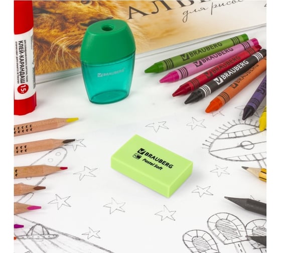 Ластики BRAUBERG Pastel Soft Набор 6 шт., размер ластика 45x25x10 мм, экологичный ПВХ 271340