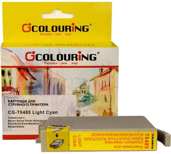 Струйный картридж T0485 для Epson Stylus Photo R200/R220/R300/R320/R340/RX500 Colouring на водной основе Light Cyan 13 мл CG_T048_LC