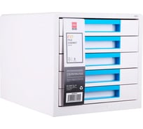 Бокс для документов DELI EZ01033 Rio 5 выдвижных ящиков, 277x344x259 мм, белый/голубой, пластик 1137369