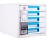 Бокс для документов DELI EZ01033 Rio 5 выдвижных ящиков, 277x344x259 мм, белый/голубой, пластик 1137369 1