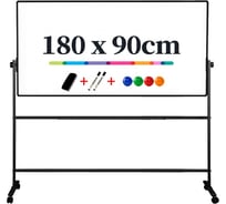 Магнитно-маркерная доска DELI 7884 белый/черный лак, 90x180 см, на роликах 1886773